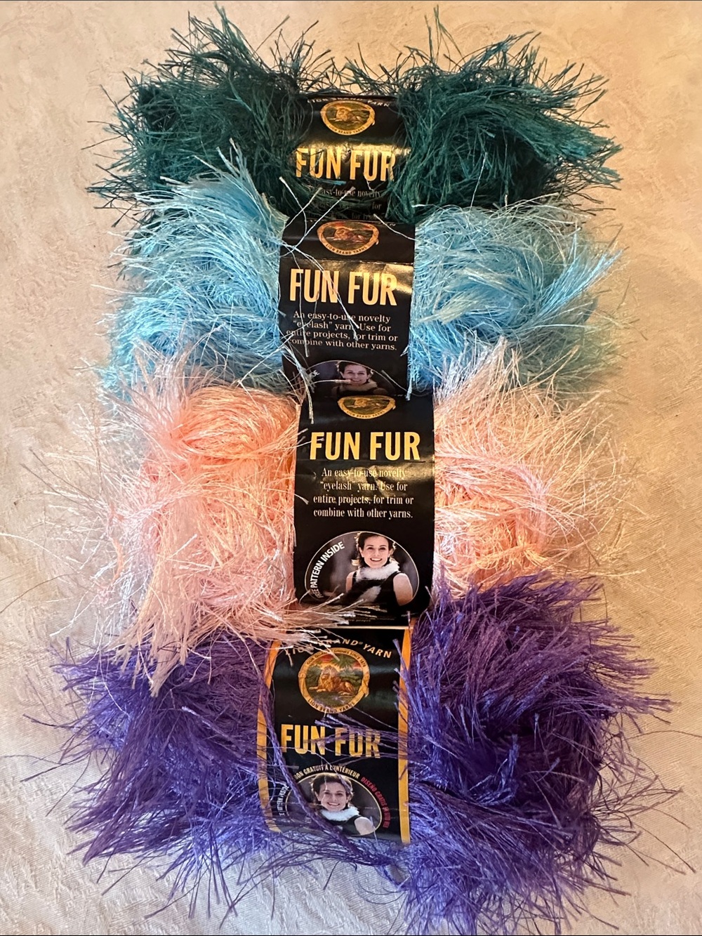 Yarn Bundle Fun Fur Festive Faux Fur Party Trim Green, Blue, Pink, Purple